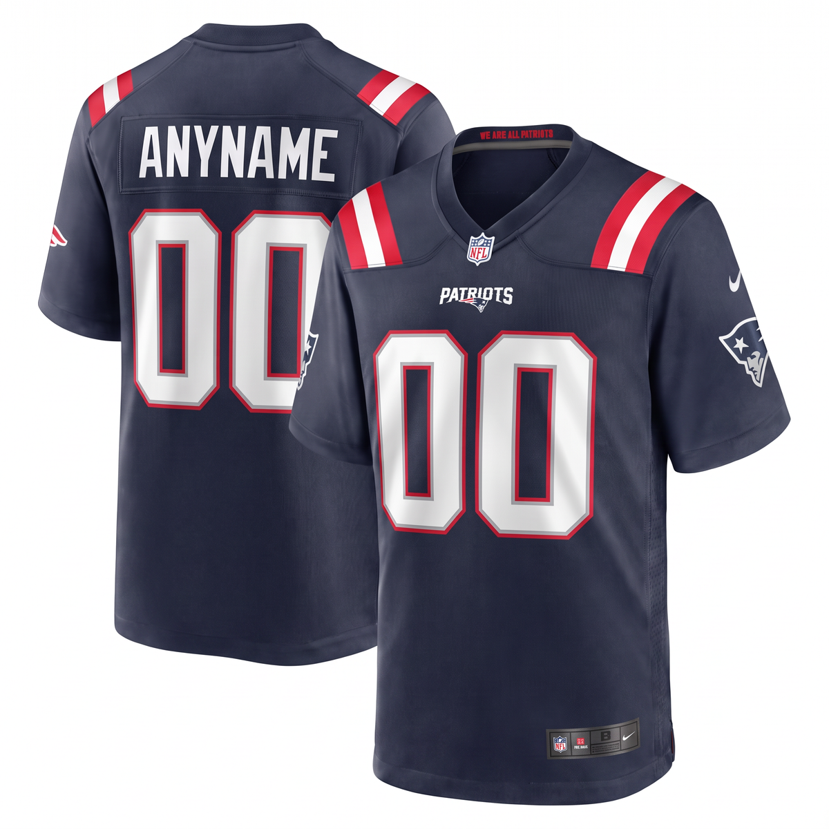 New England Patriots Caleb Lomu Navy Football Jersey Custom Name & Number