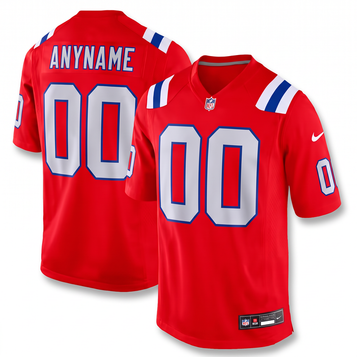 Red White New England Patriots Inspired Football Jersey Personalized Name Number Shirt