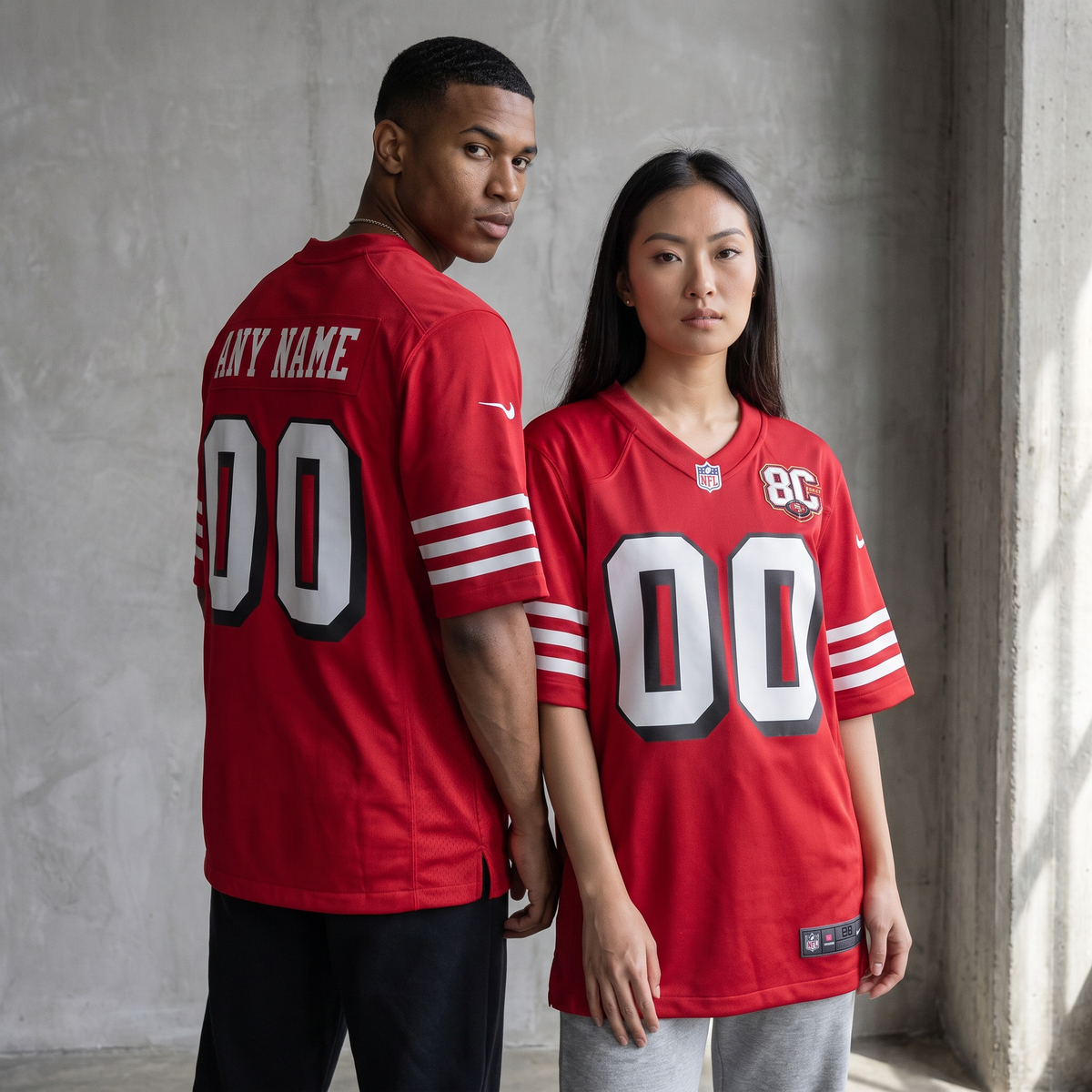 Red White San Francisco 49ers Inspired Football Jersey Personalized Name Number Shirt