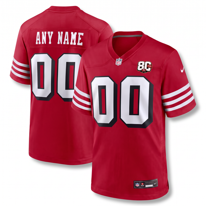 Red White San Francisco 49ers Inspired Football Jersey Personalized Name Number Shirt