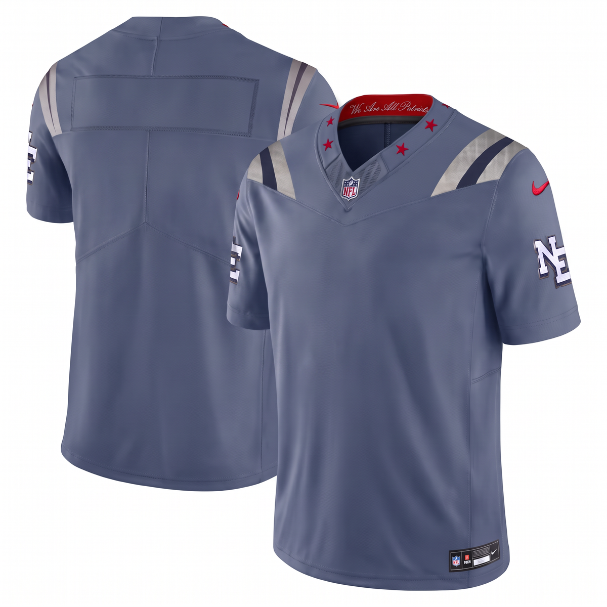 Steel Blue Silver Red New England Patriots Inspired Football Jersey Personalized Name Number Shirt