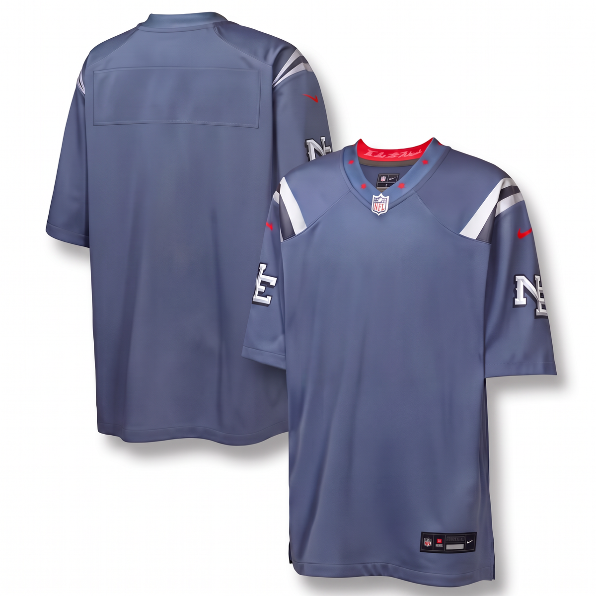 Steel Blue Silver White New England Patriots Inspired Football Jersey Personalized Name Number Shirt