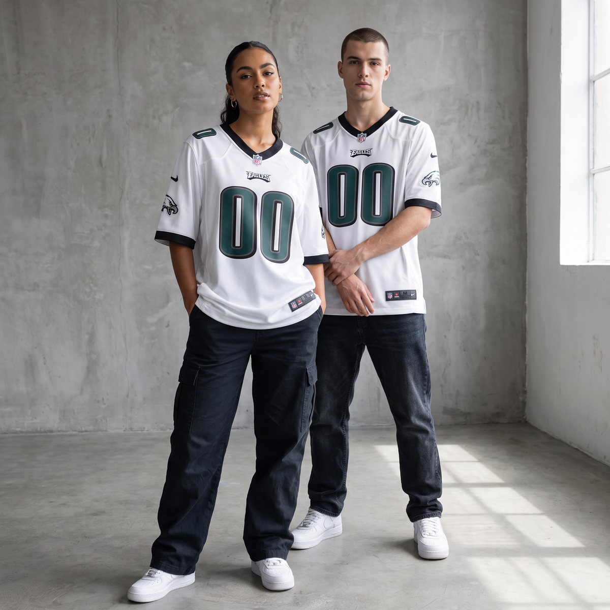White Green Philadelphia Eagles Inspired Football Jersey Custom Name Number Shirt