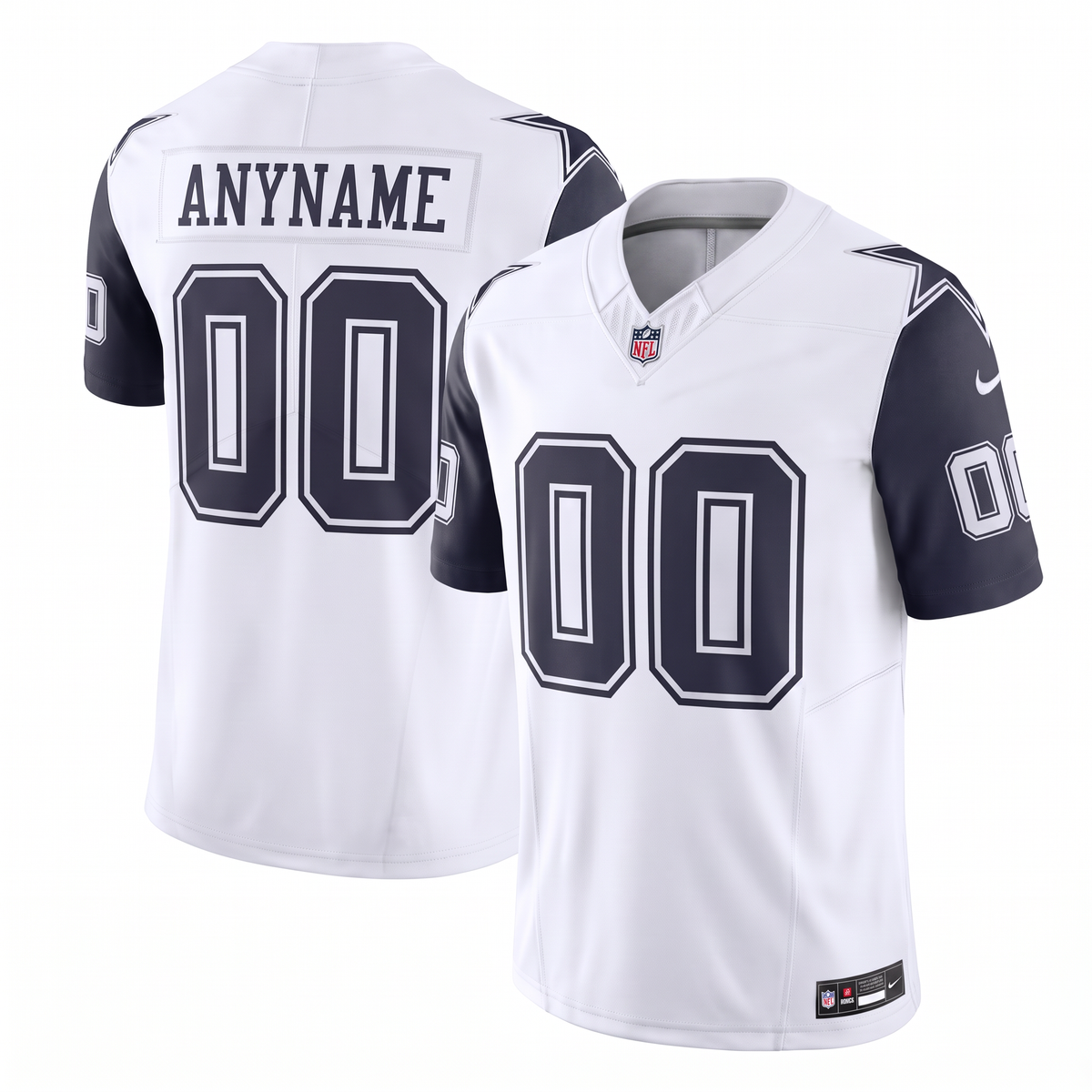 White Navy Blue Dallas Cowboys Inspired Football Jersey Personalized Name Number Shirt