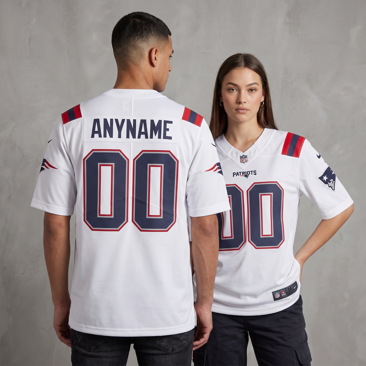 White Navy Blue Red New England Patriots Inspired Football Jersey Personalized Name Number Shirt