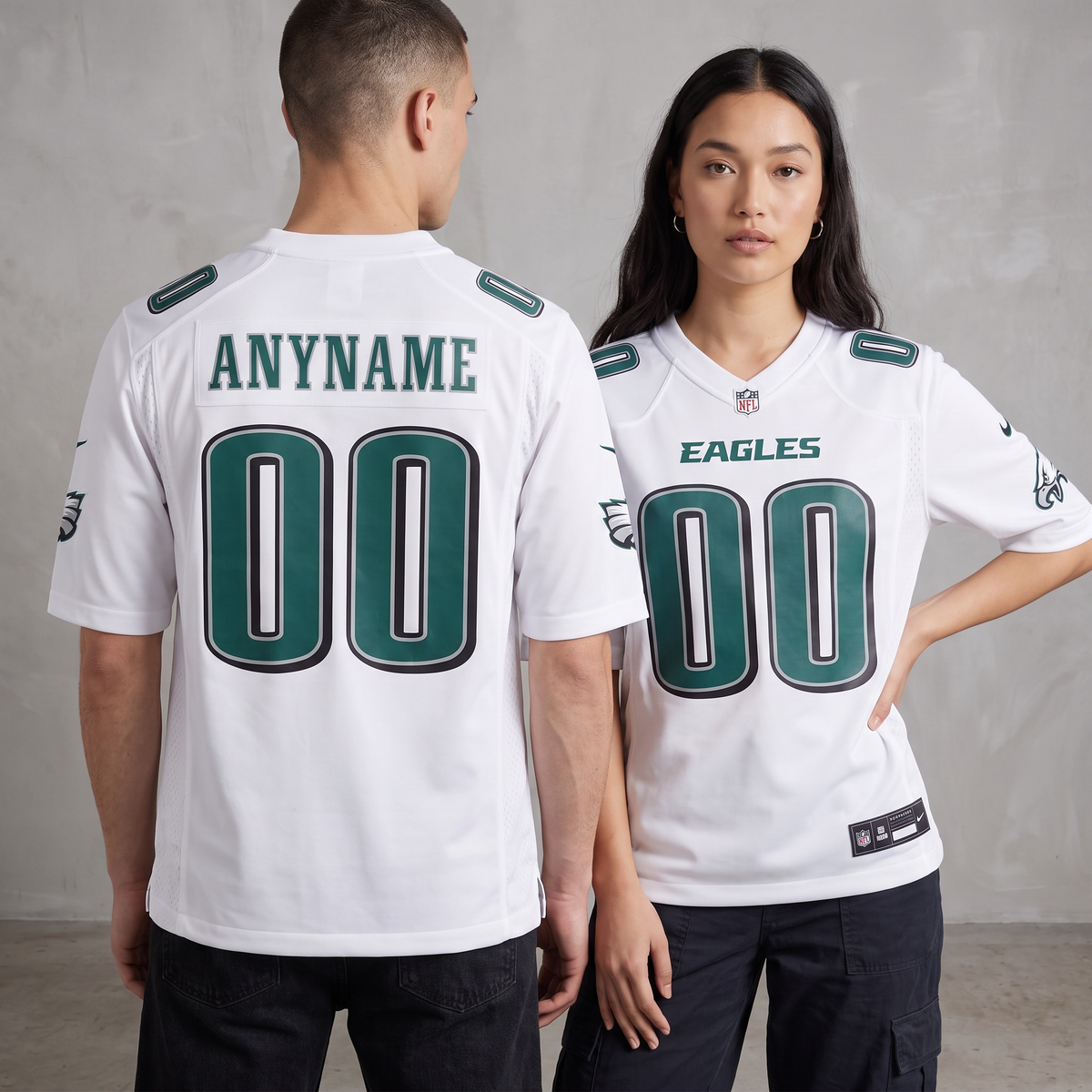 White Philadelphia Eagles Inspired Football Jersey Personalized Name Number Shirt