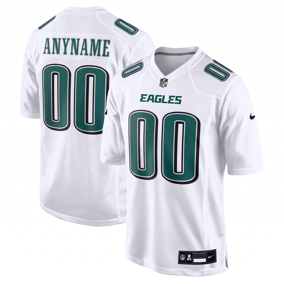 White Philadelphia Eagles Inspired Football Jersey Personalized Name Number Shirt