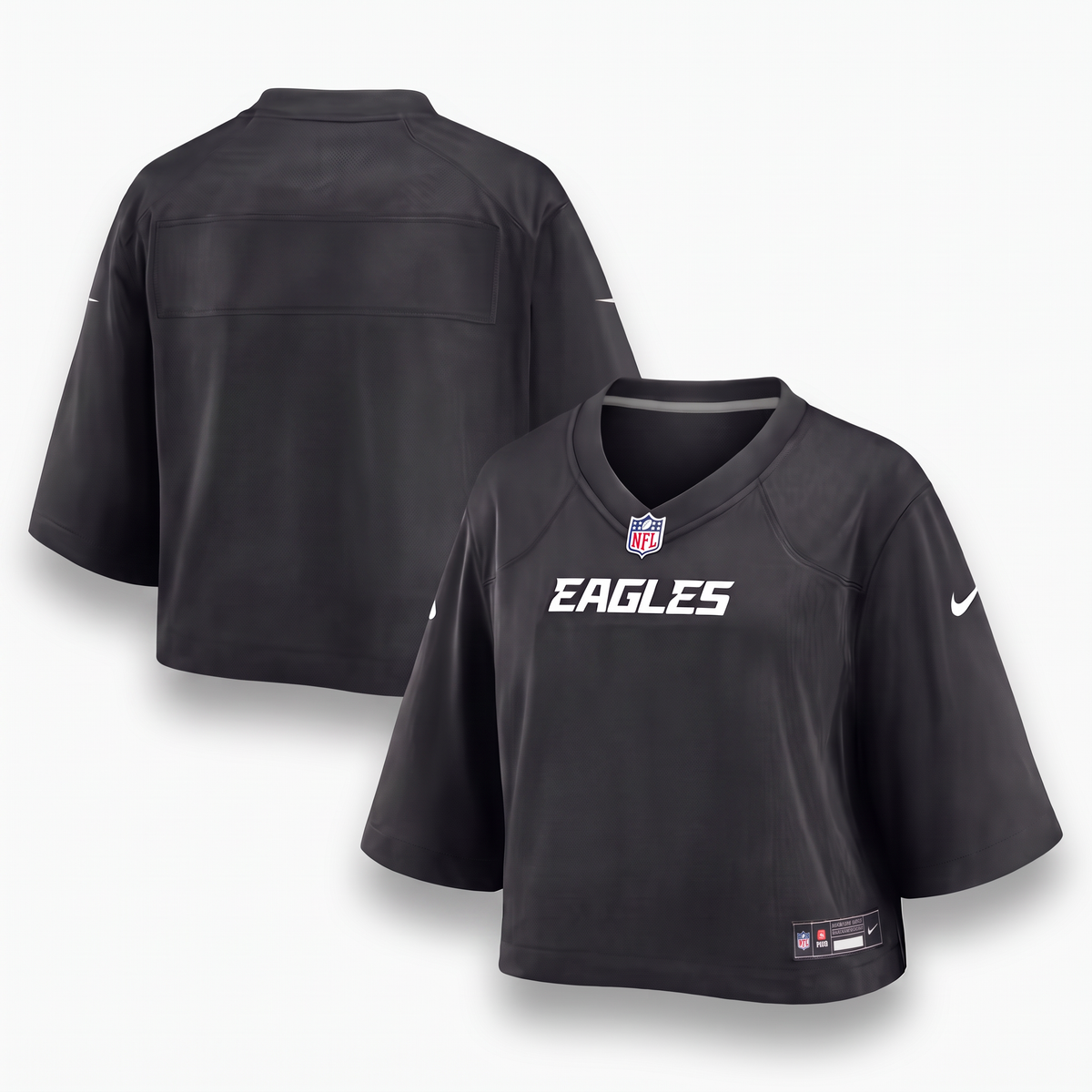 Women's Cropped | Black Green Philadelphia Eagles Inspired Football Jersey Personalized Name Number Shirt