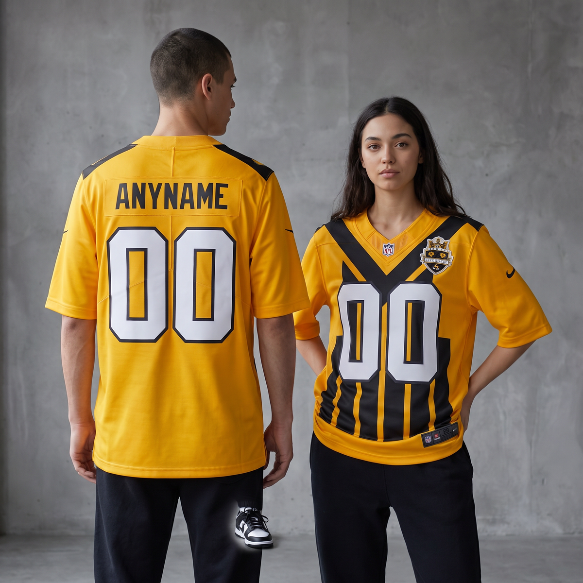 Yellow Black White Pittsburgh Steelers Inspired Football Jersey Personalized Name Number Shirt