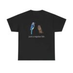 Blue Jay Raccoon Just a Regular Life T Shirt Retro Cartoon Style Graphic Tee Unisex Cotton Shirt.jpg