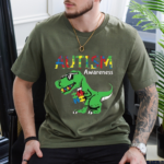 Ausome Dino Colorful Autism Tee Cute Dinosaur Graphic Shirt.png