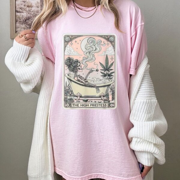 The High Priestess Mystic Skeleton Tarot T Shirt Funny Occult Graphic Tee Premium 100 Cotton Tarot Card Legend Top Made in USA.jpg